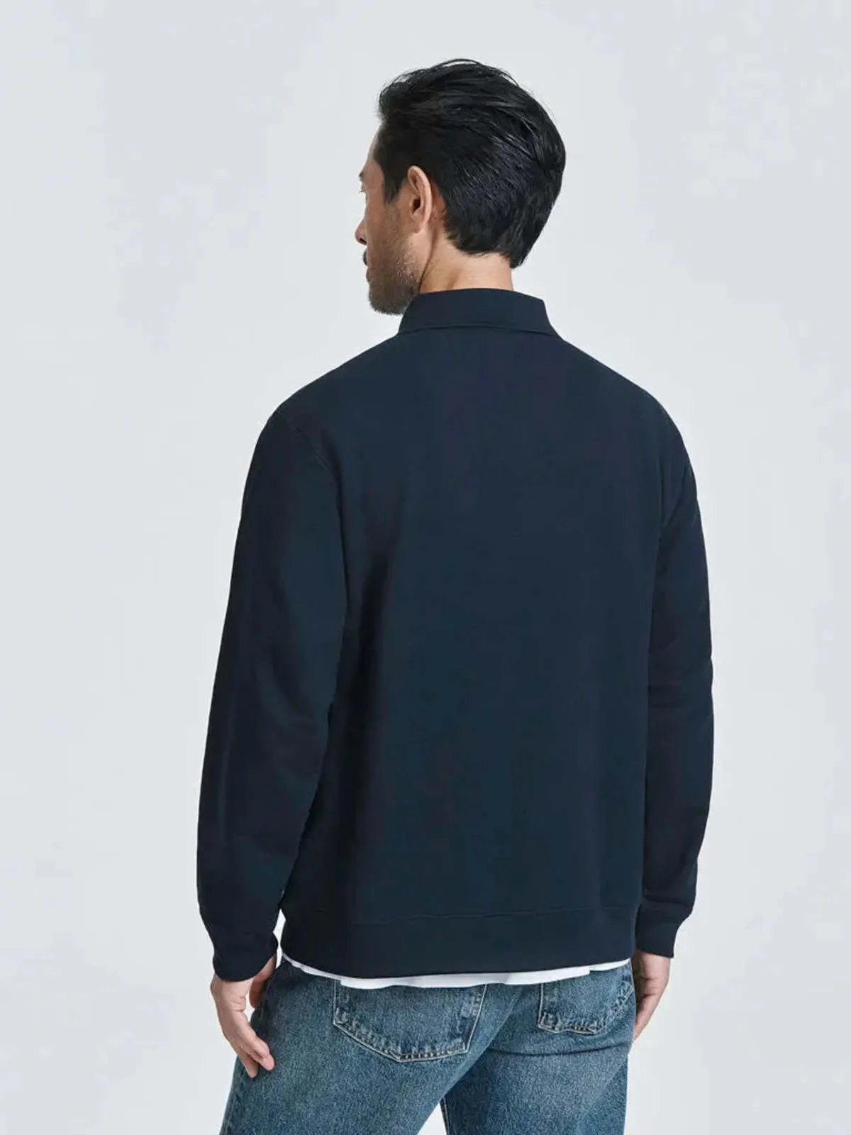 Relaxed Polo Sweatshirt - Dark Navy