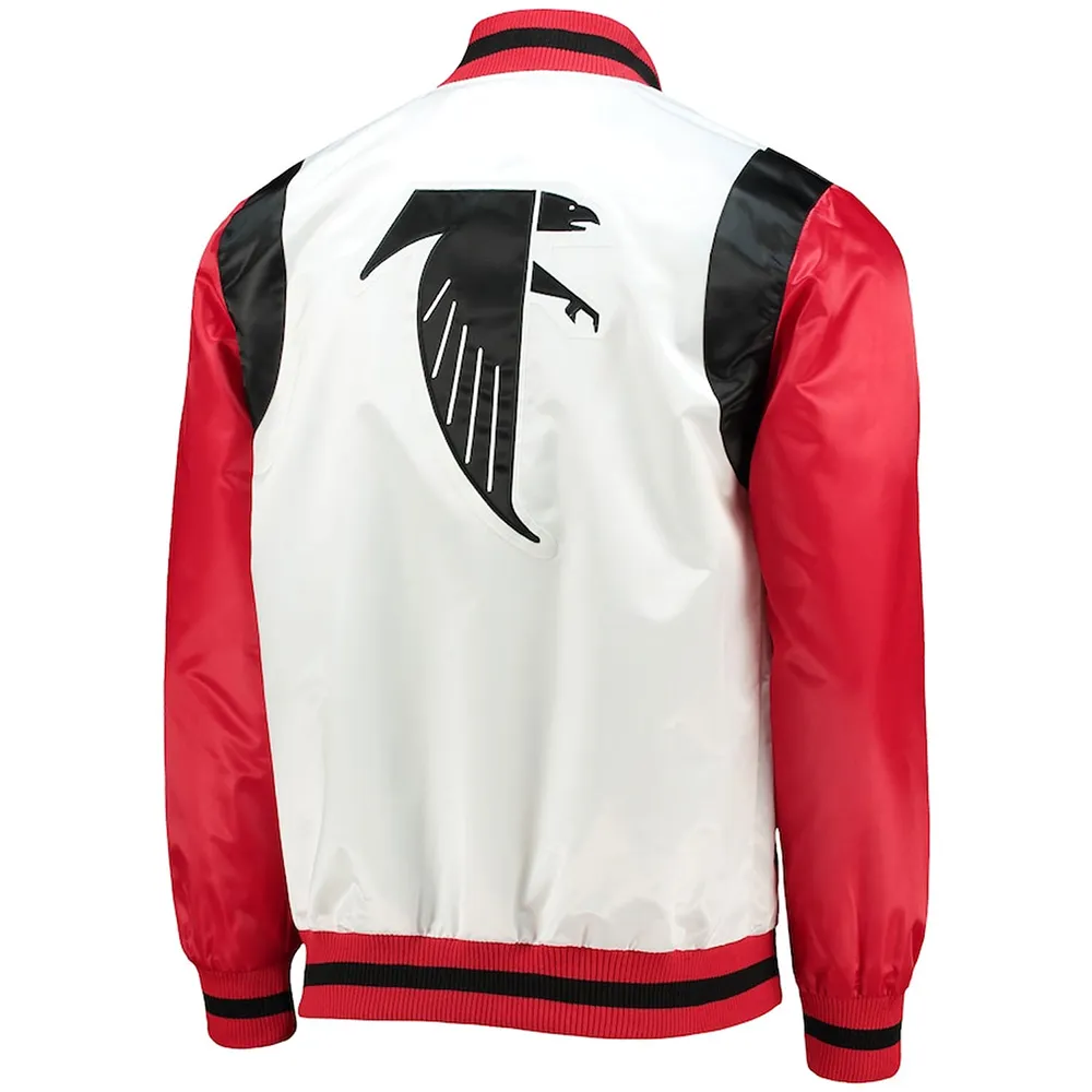 Retro The All-American Atlanta Falcons Red and White Satin Jacket