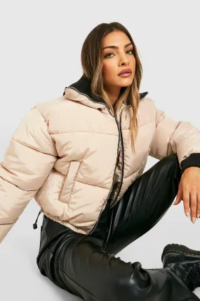 Rib Collar Detail Puffer Jacket