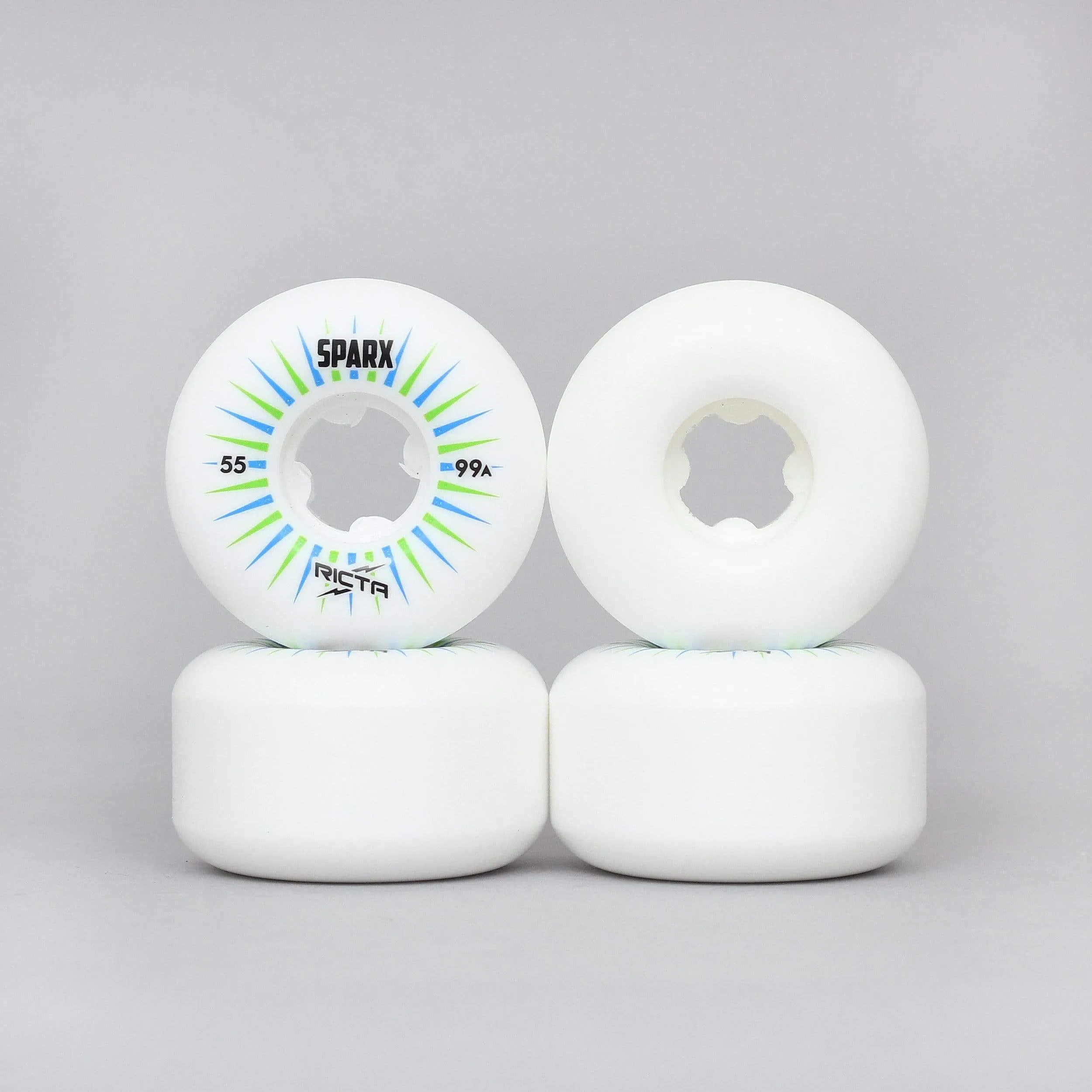 Ricta 55mm 99A Sparx Skateboard Wheels White / Blue