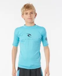 Rip Curl Junior Boys Corpo Short Sleeve Rash Vest 2021 - Blue