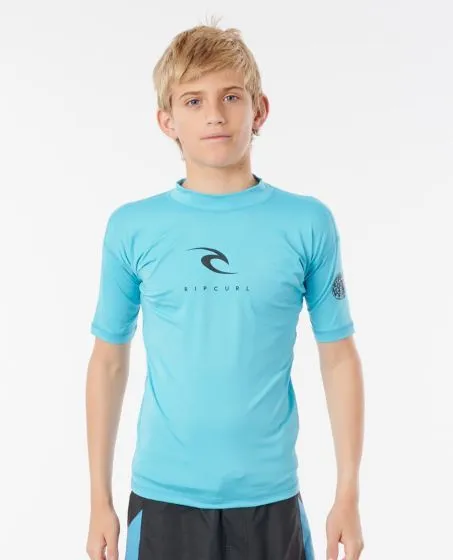 Rip Curl Junior Boys Corpo Short Sleeve Rash Vest 2021 - Blue