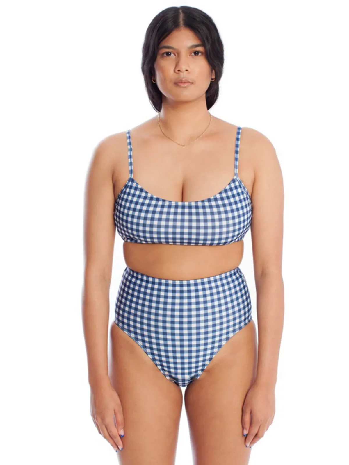 Riviera Bikini Top - Gingham Navy