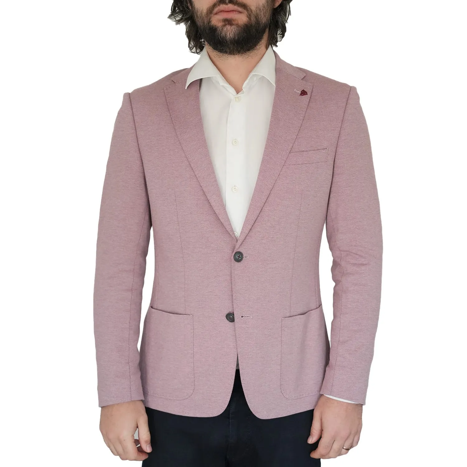 ROY ROBSON Slim Fit Soft Stretch Pink Jersey Jacket | Menswear Online