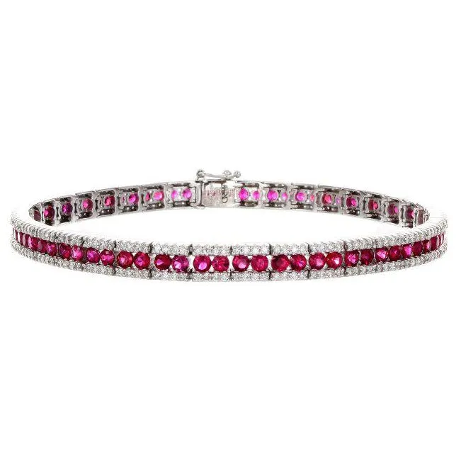 Ruby & Diamond Espris Tennis Bracelet 18K White Gold