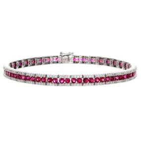 Ruby & Diamond Espris Tennis Bracelet 18K White Gold