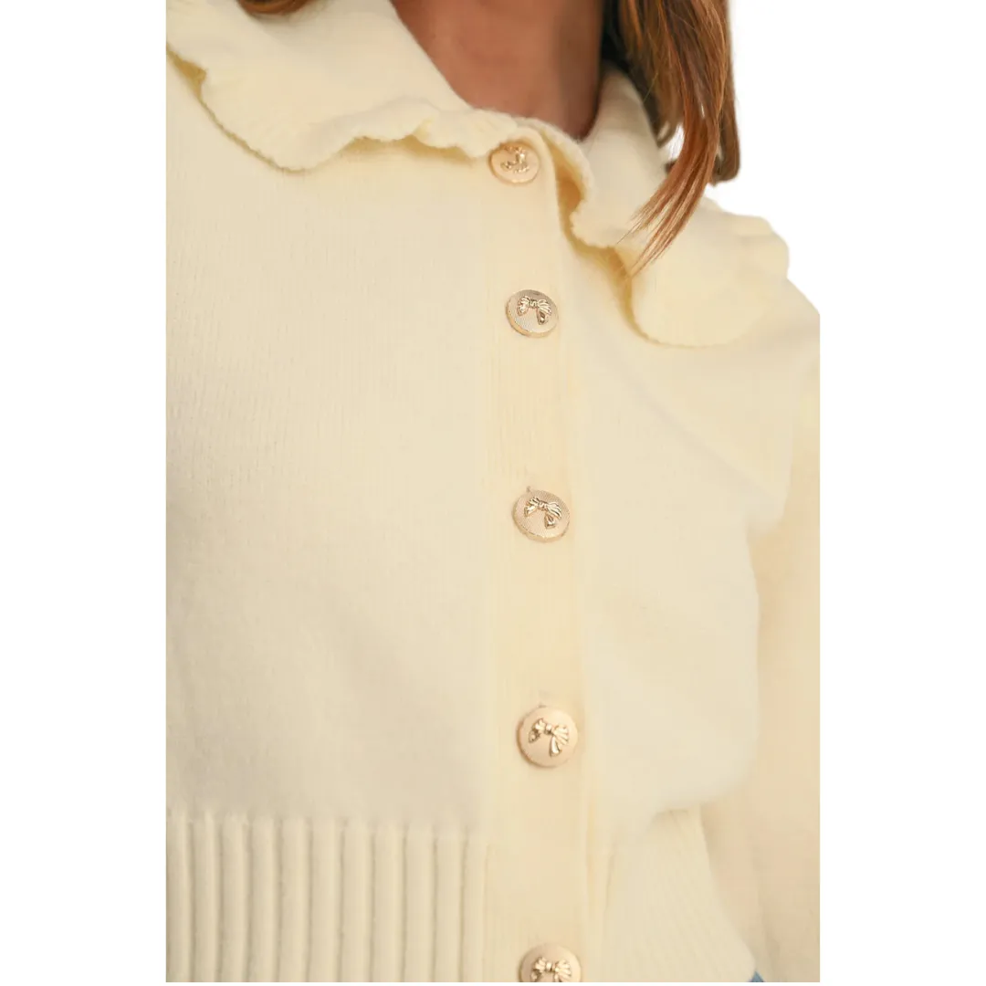 RUFFLE PETER PAN CARDIGAN CREAM