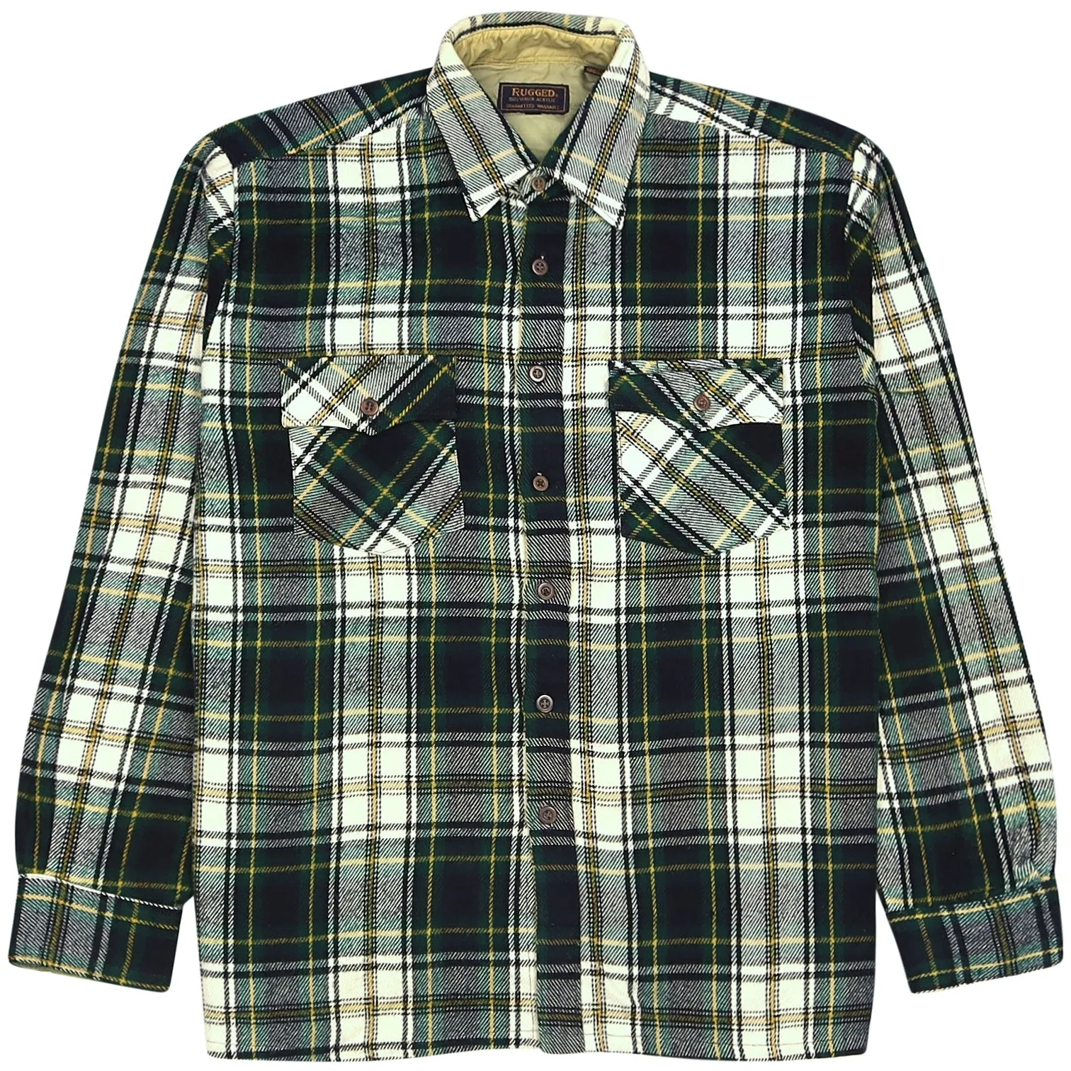 Rugged Wear Checkered Flannel Shirt Green Beige Black