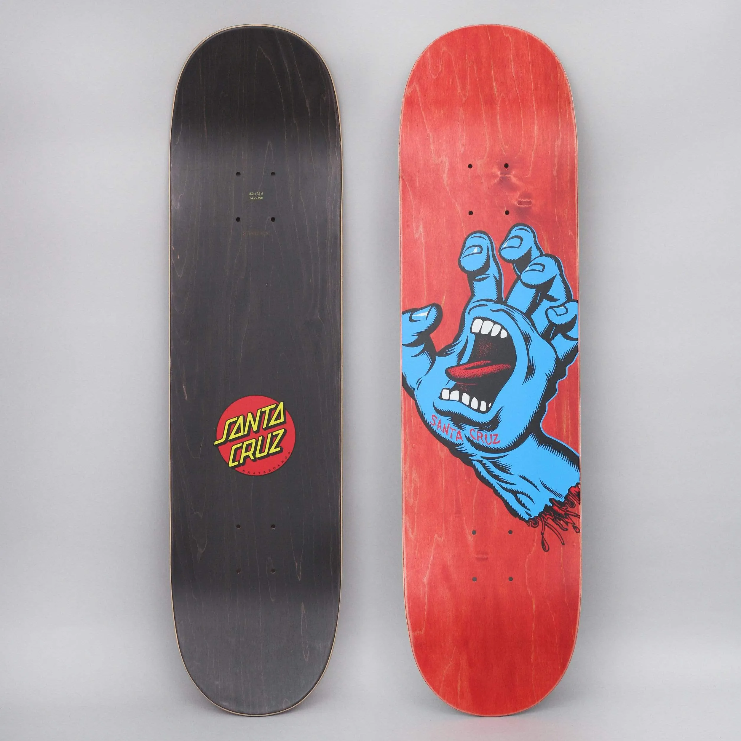 Santa Cruz 8 Screaming Hand Skateboard Deck Red / Blue