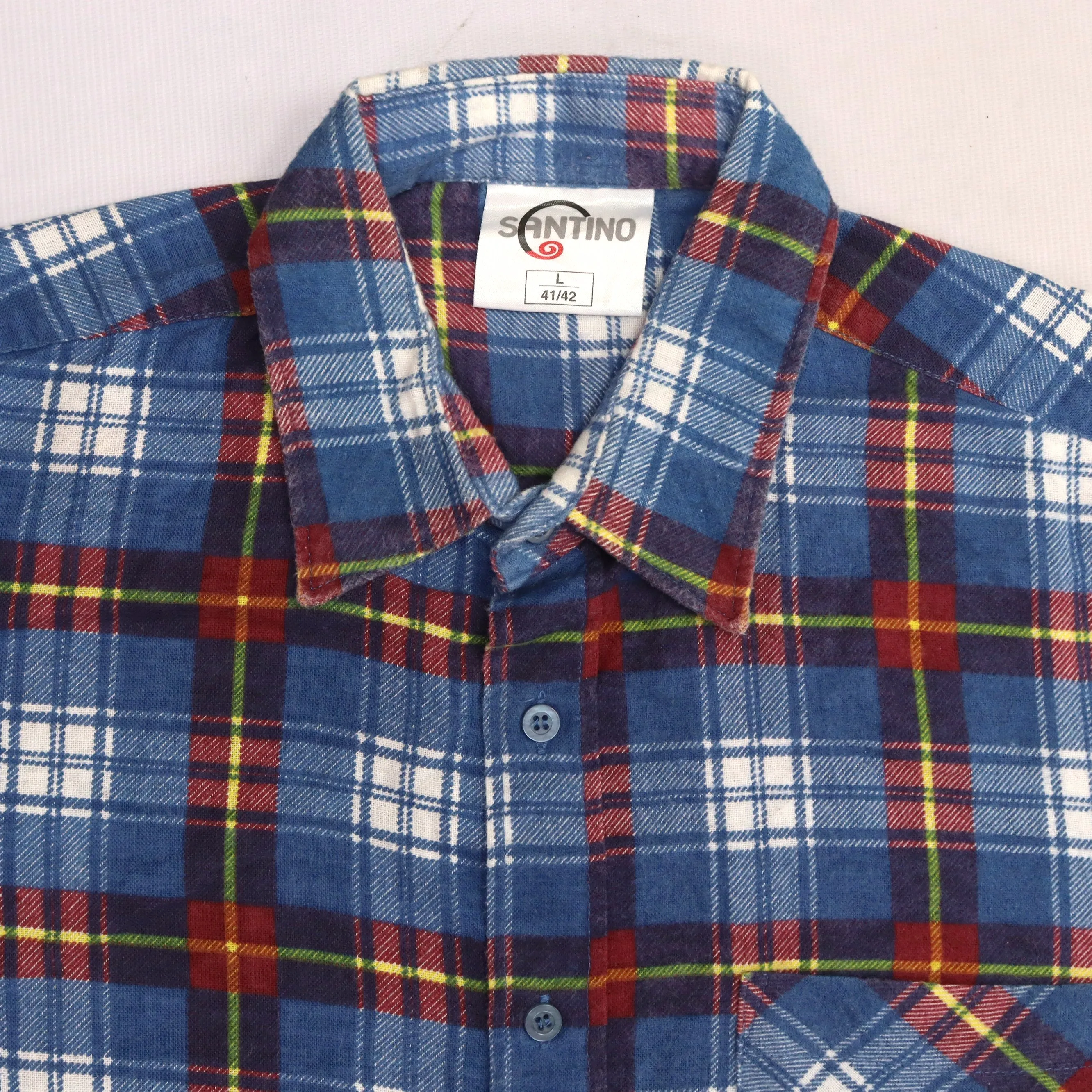 Santino Checkered Flannel Shirt Blue Orange