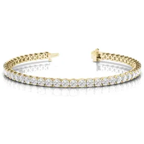 Single Row Prong Set Round Diamond Tennis Bracelet 5.00 Carat 18K Yellow Gold