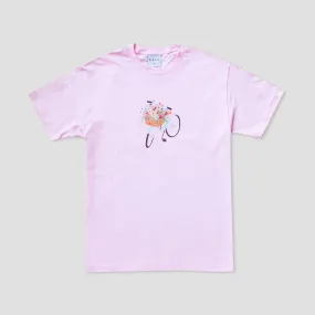 Skateboard Cafe Flower Basket T-Shirt Light Pink