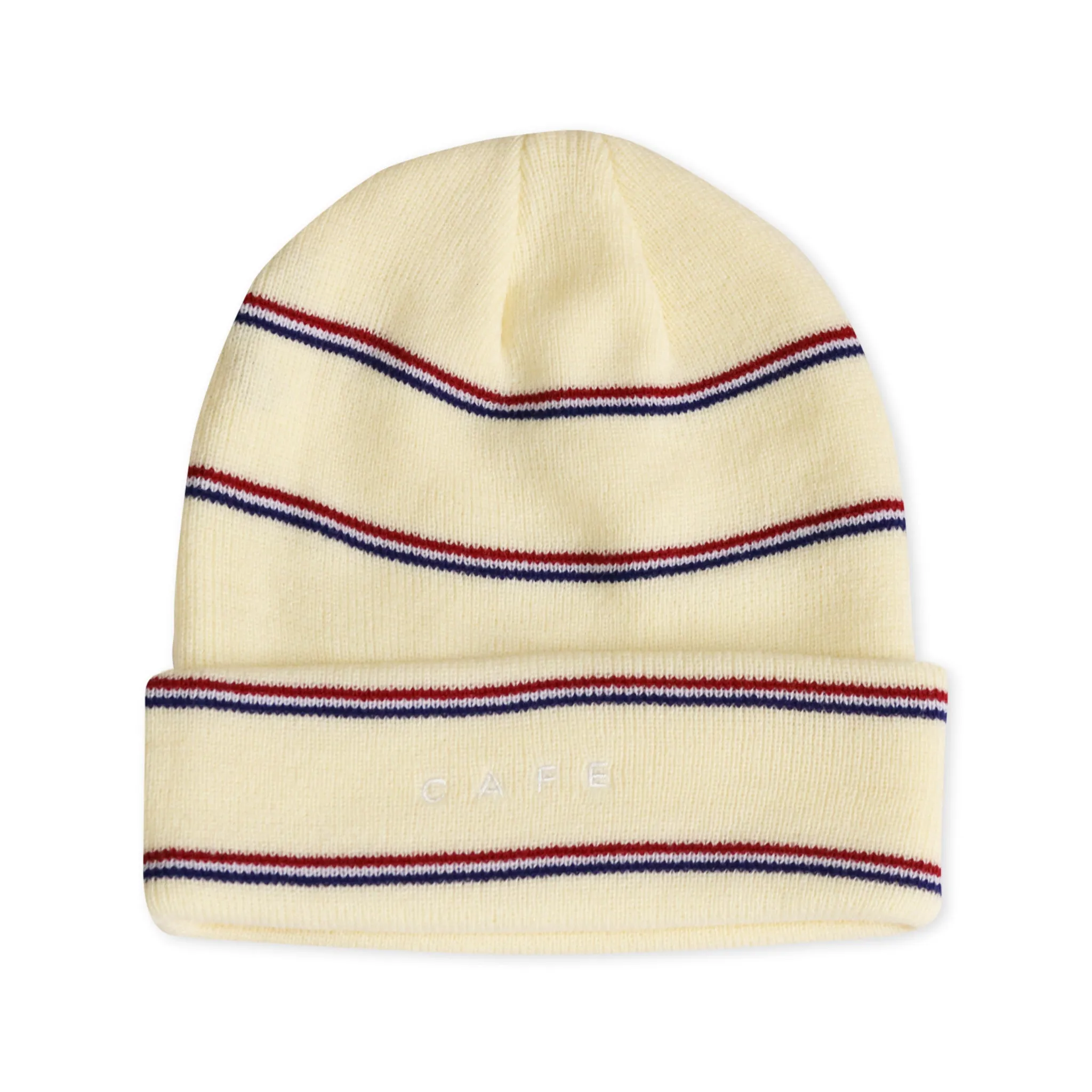 Skateboard Cafe Stripe Beanie - Cream exclusive at Remix