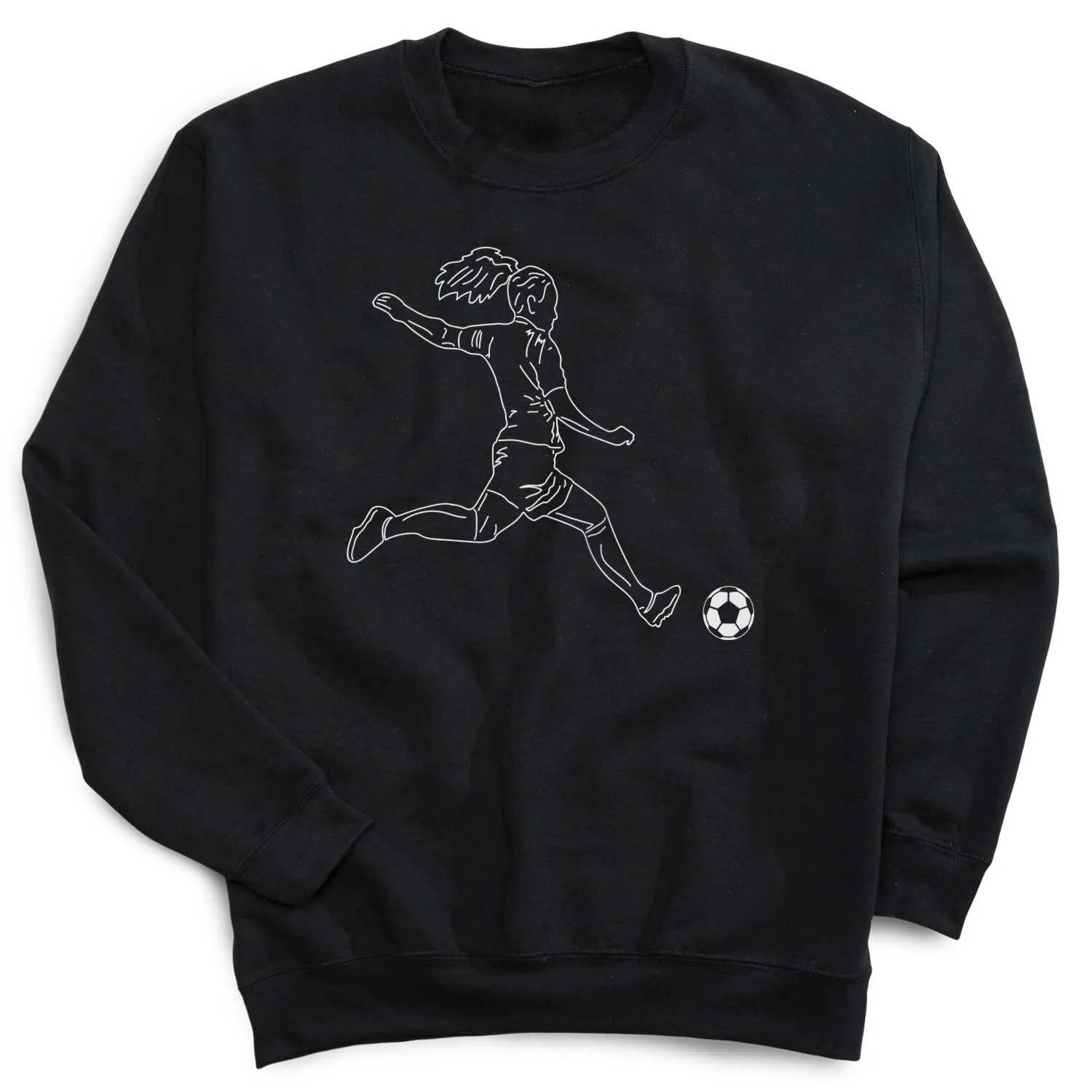 Soccer Crewneck Sweatshirt - Soccer Girl Player Sketch 