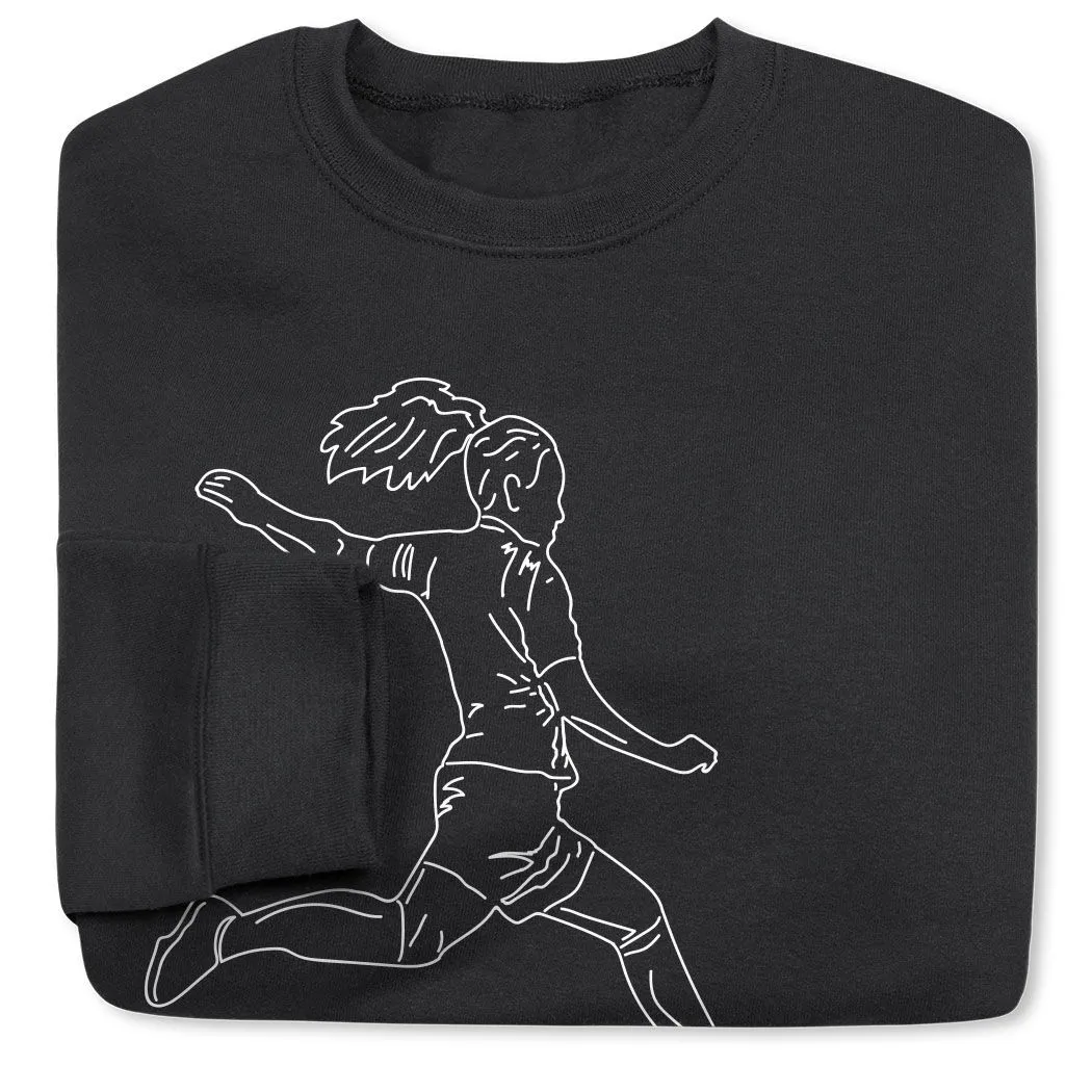 Soccer Crewneck Sweatshirt - Soccer Girl Player Sketch 