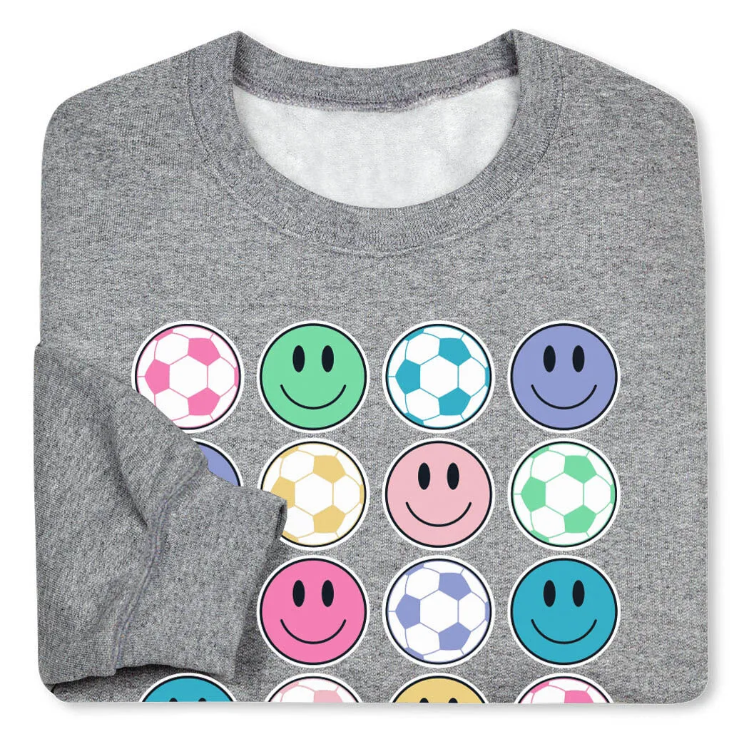 Soccer Crewneck Sweatshirt -  Soccer Makes Me Happy 