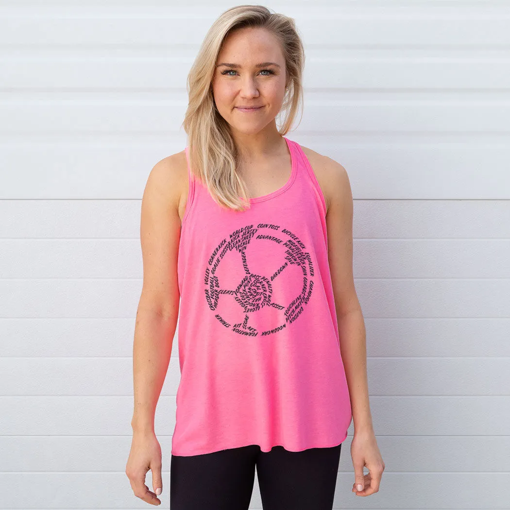 Soccer Flowy Racerback Tank Top - Soccer Words 