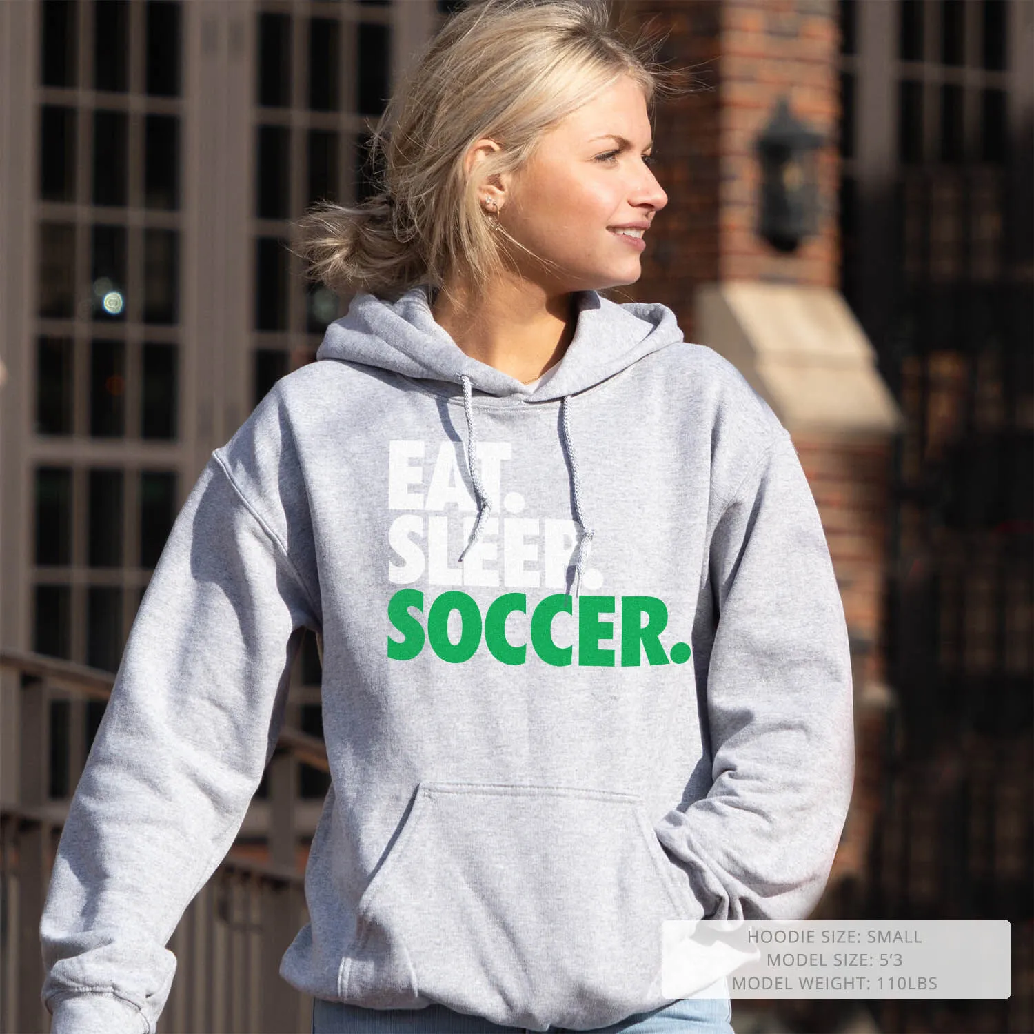 Soccer Hooded Sweatshirt - Eat. Sleep. Soccer. 