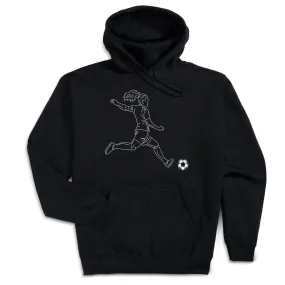 Soccer Hooded Sweatshirt - Soccer Girl Player Sketch 