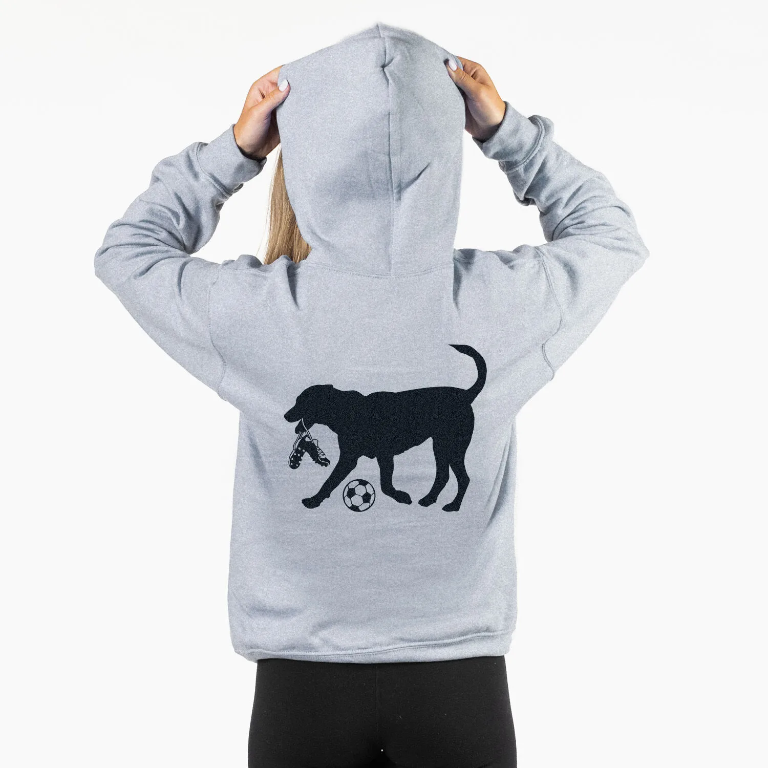 Soccer Hooded Sweatshirt - Sport The Soccer Dog (Back Design) 