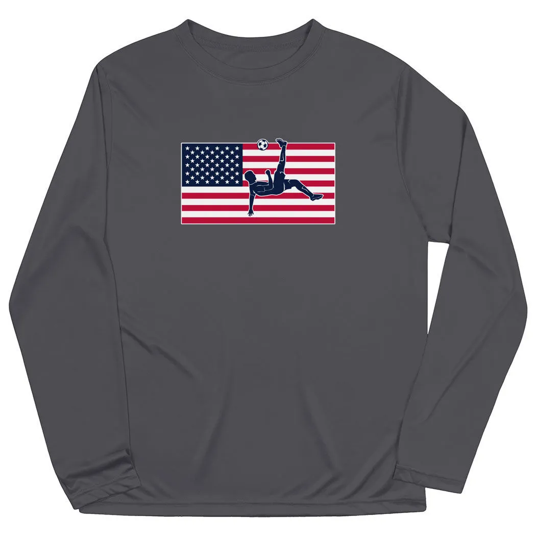 Soccer Long Sleeve Performance Tee - Patriotic Soccer 