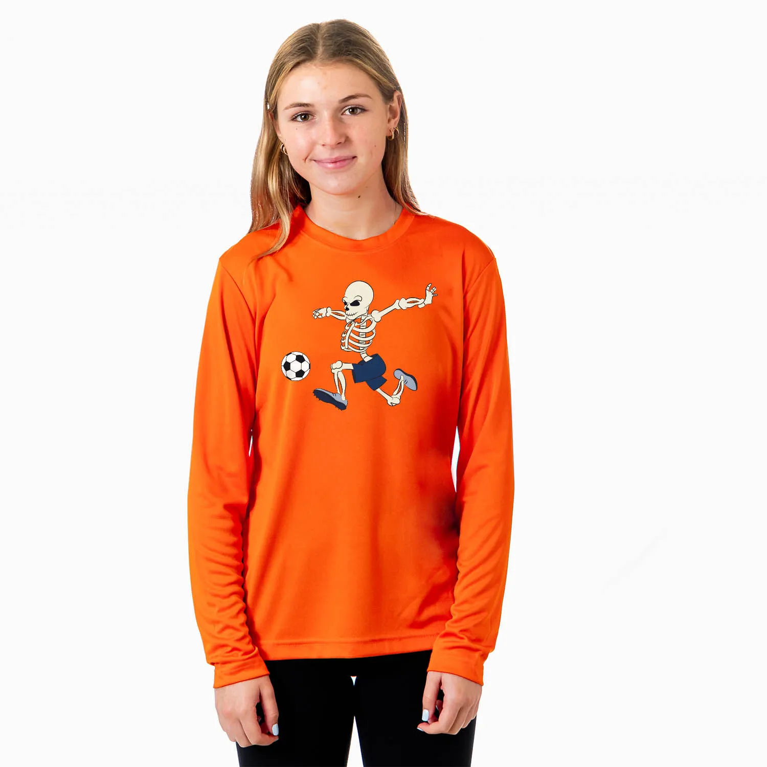 Soccer Long Sleeve Performance Tee - Skeleton Striker 