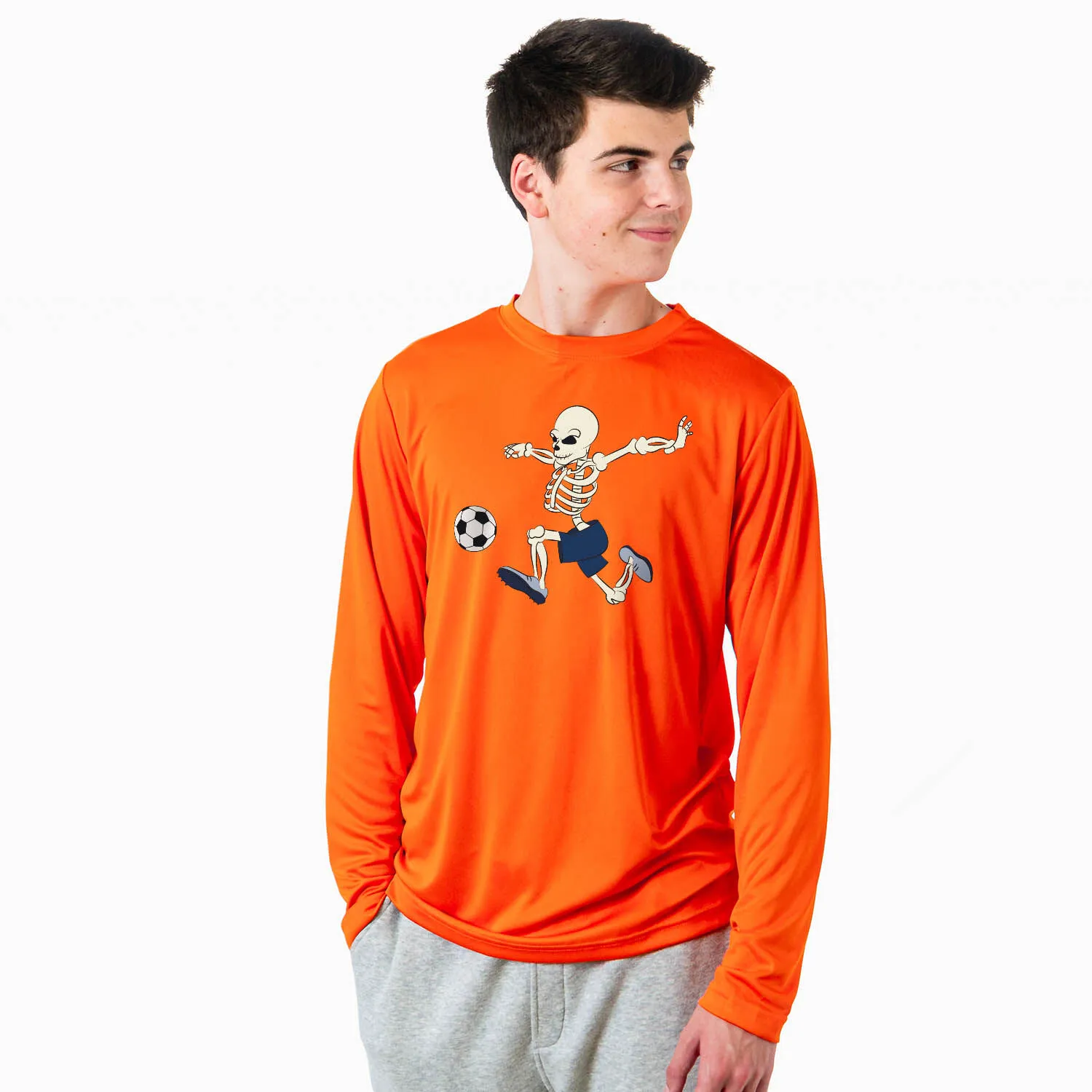 Soccer Long Sleeve Performance Tee - Skeleton Striker 