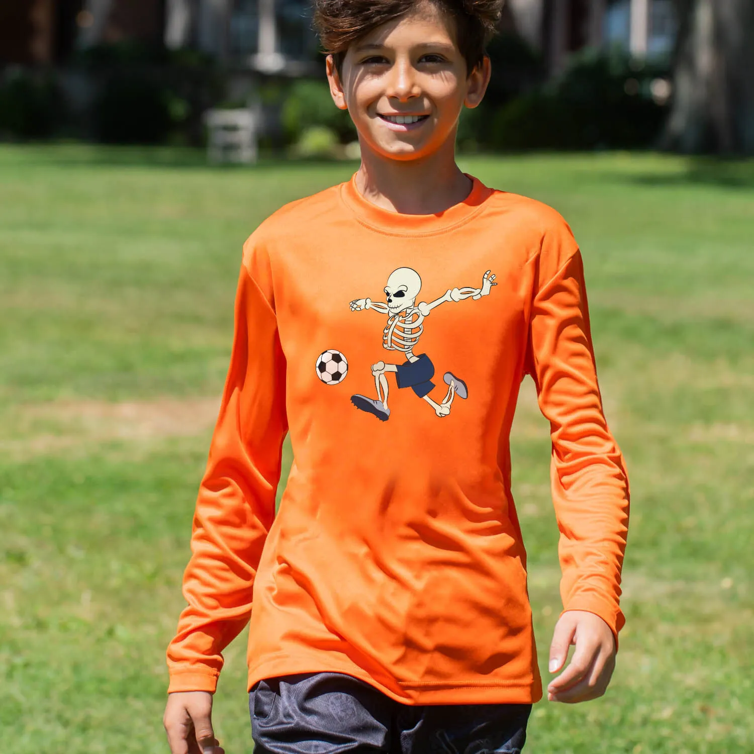 Soccer Long Sleeve Performance Tee - Skeleton Striker 