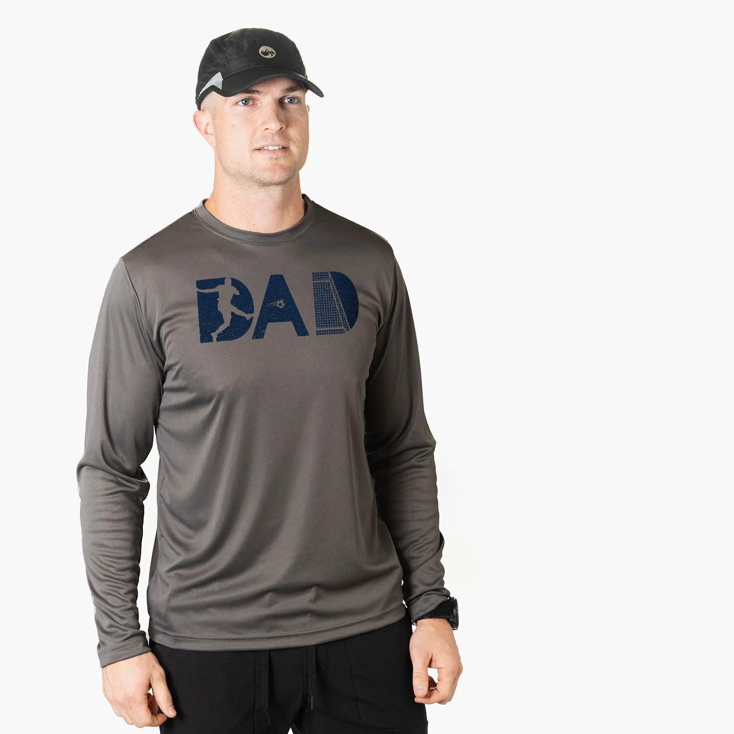 Soccer Long Sleeve Performance Tee - Soccer Dad Silhouette 