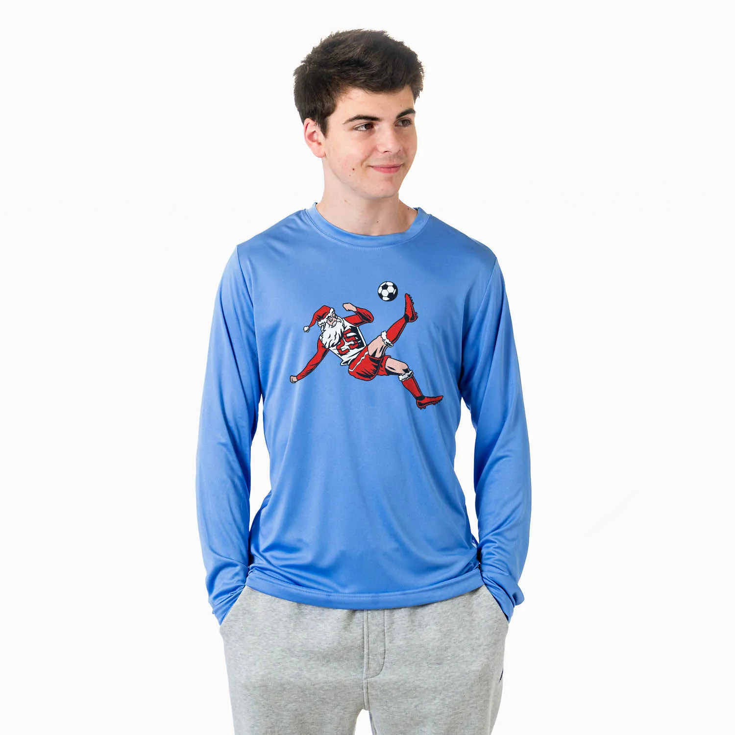 Soccer Long Sleeve Performance Tee - Soccer Santa 