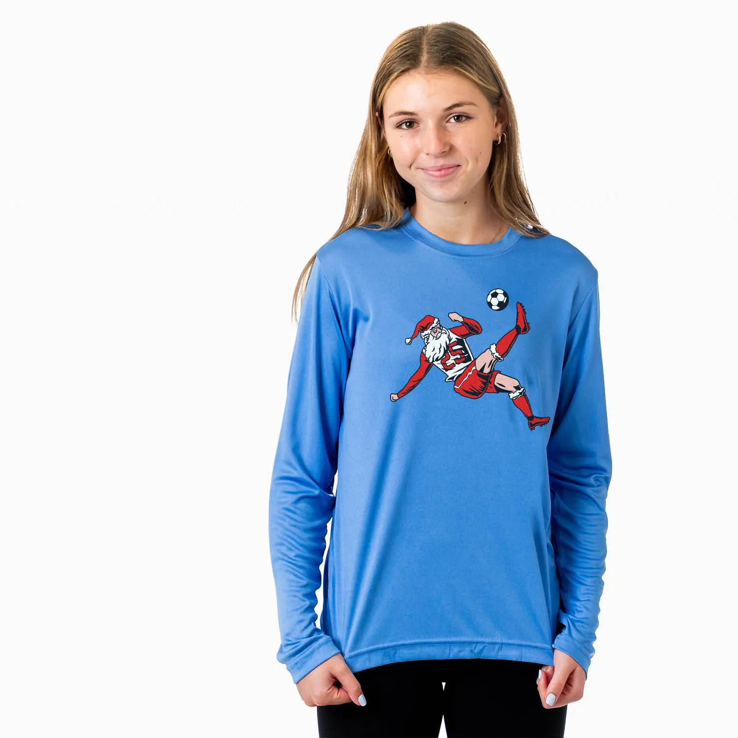 Soccer Long Sleeve Performance Tee - Soccer Santa 