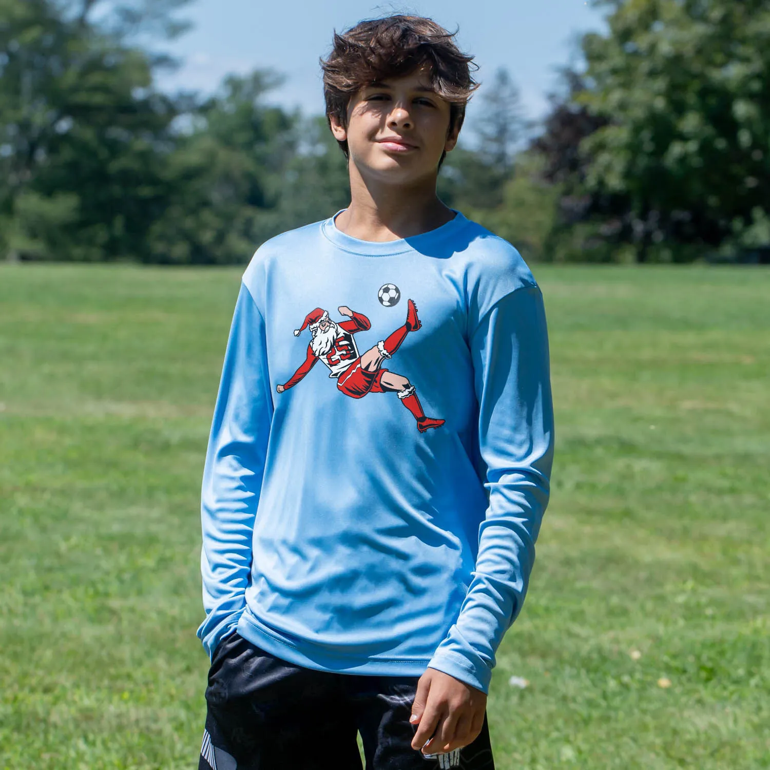 Soccer Long Sleeve Performance Tee - Soccer Santa 