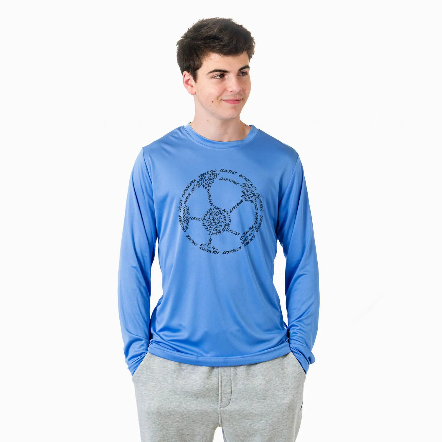 Soccer Long Sleeve Performance Tee - Soccer Words 