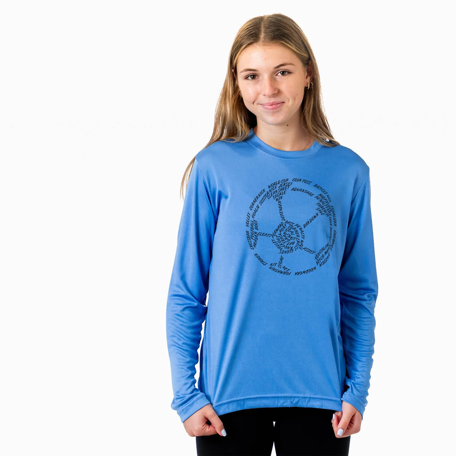 Soccer Long Sleeve Performance Tee - Soccer Words 