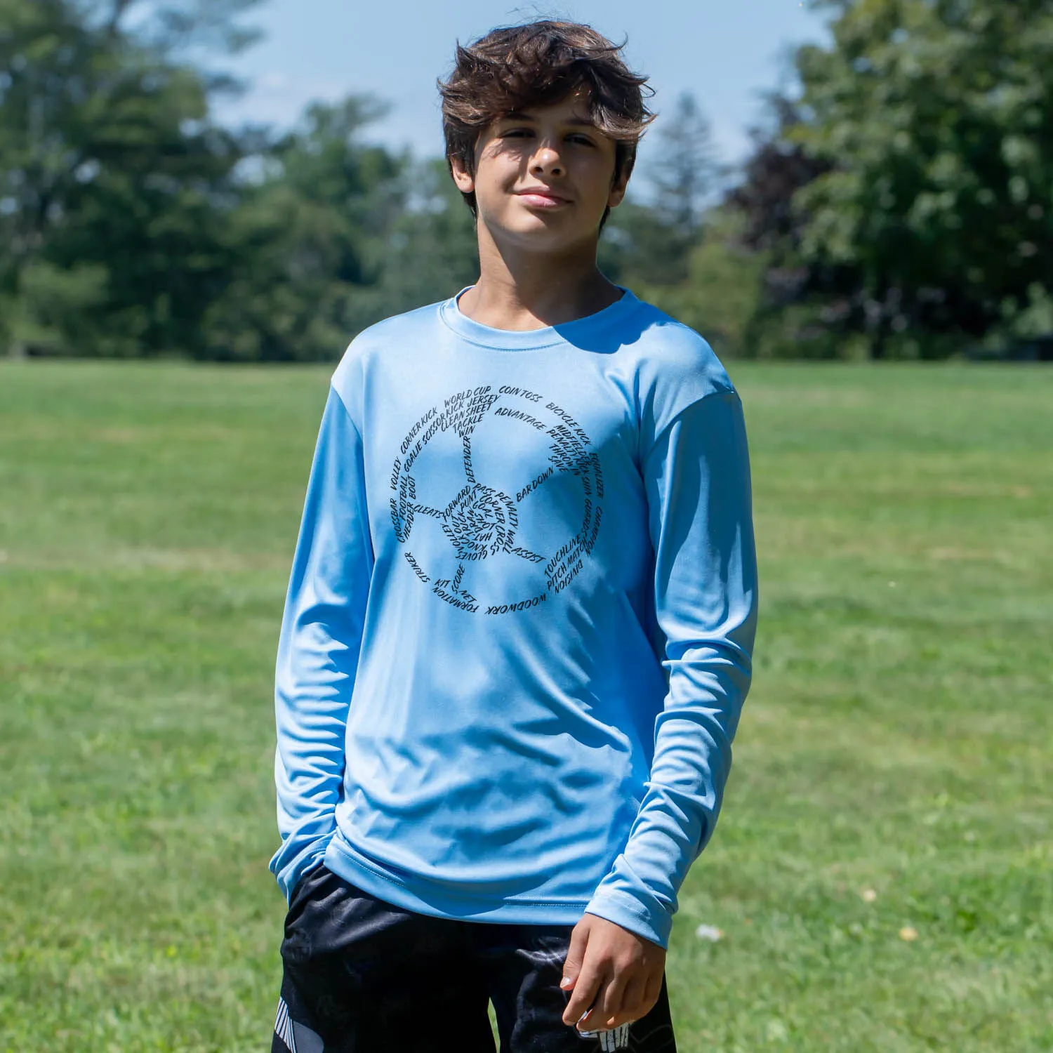 Soccer Long Sleeve Performance Tee - Soccer Words 