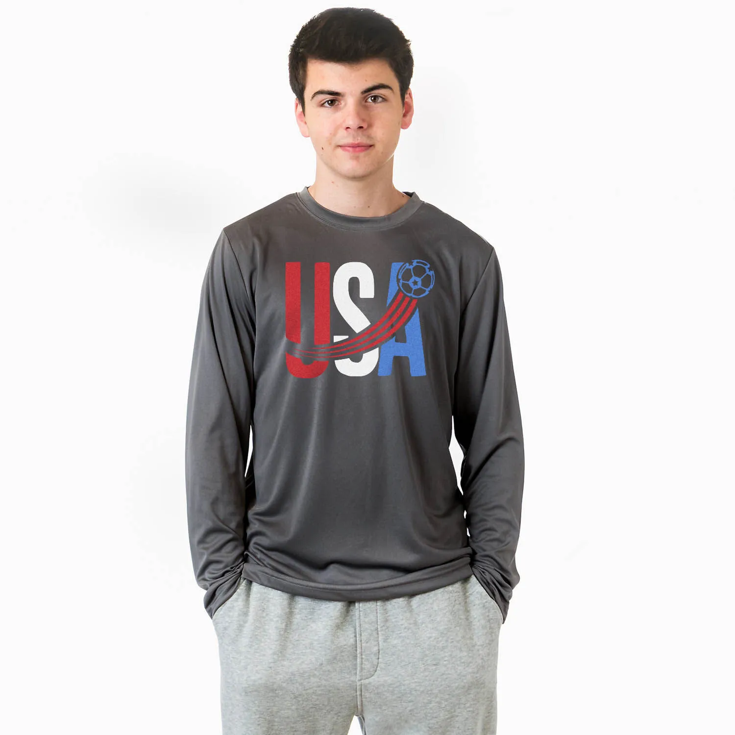 Soccer Long Sleeve Performance Tee - USA Patriotic 