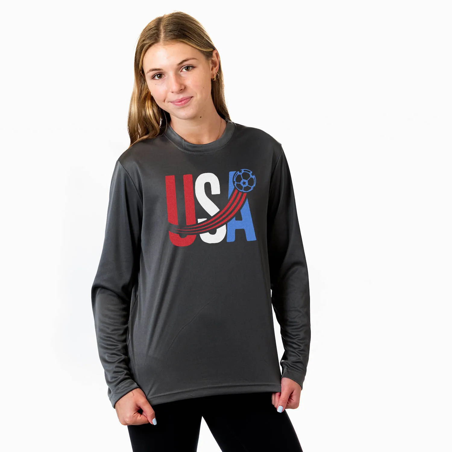 Soccer Long Sleeve Performance Tee - USA Patriotic 