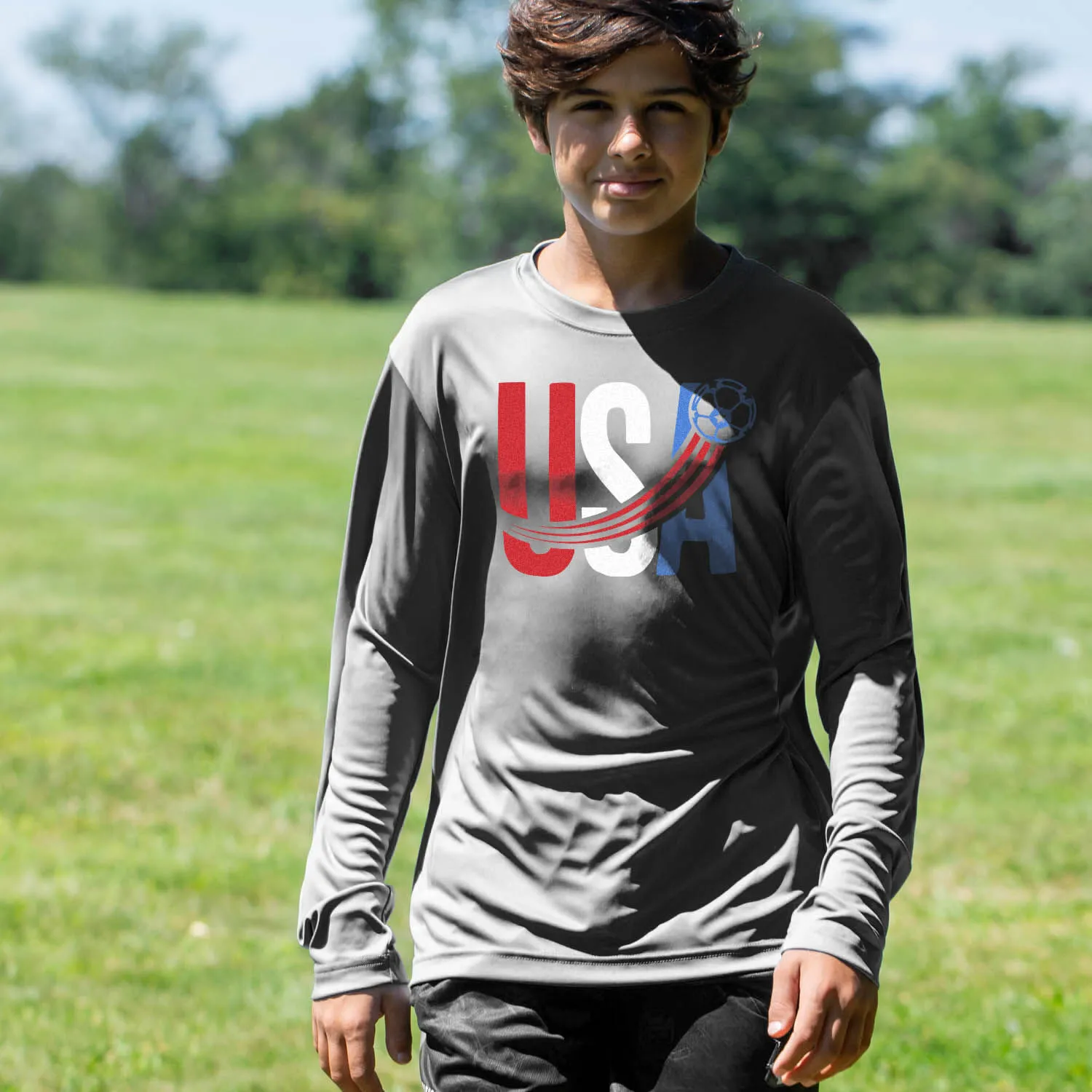 Soccer Long Sleeve Performance Tee - USA Patriotic 