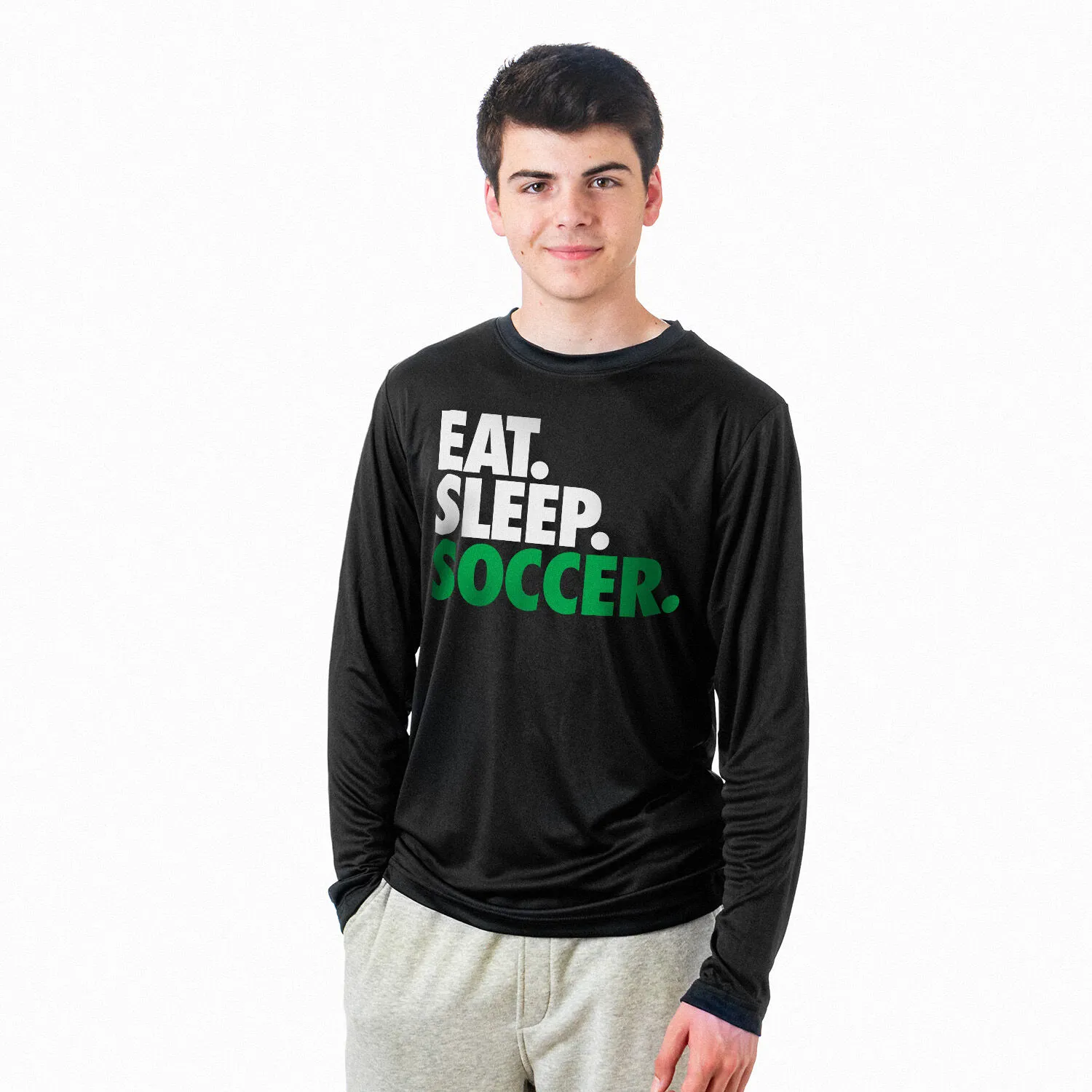 Soccer Long Sleeve Tech Tee - Eat. Sleep. Soccer. 