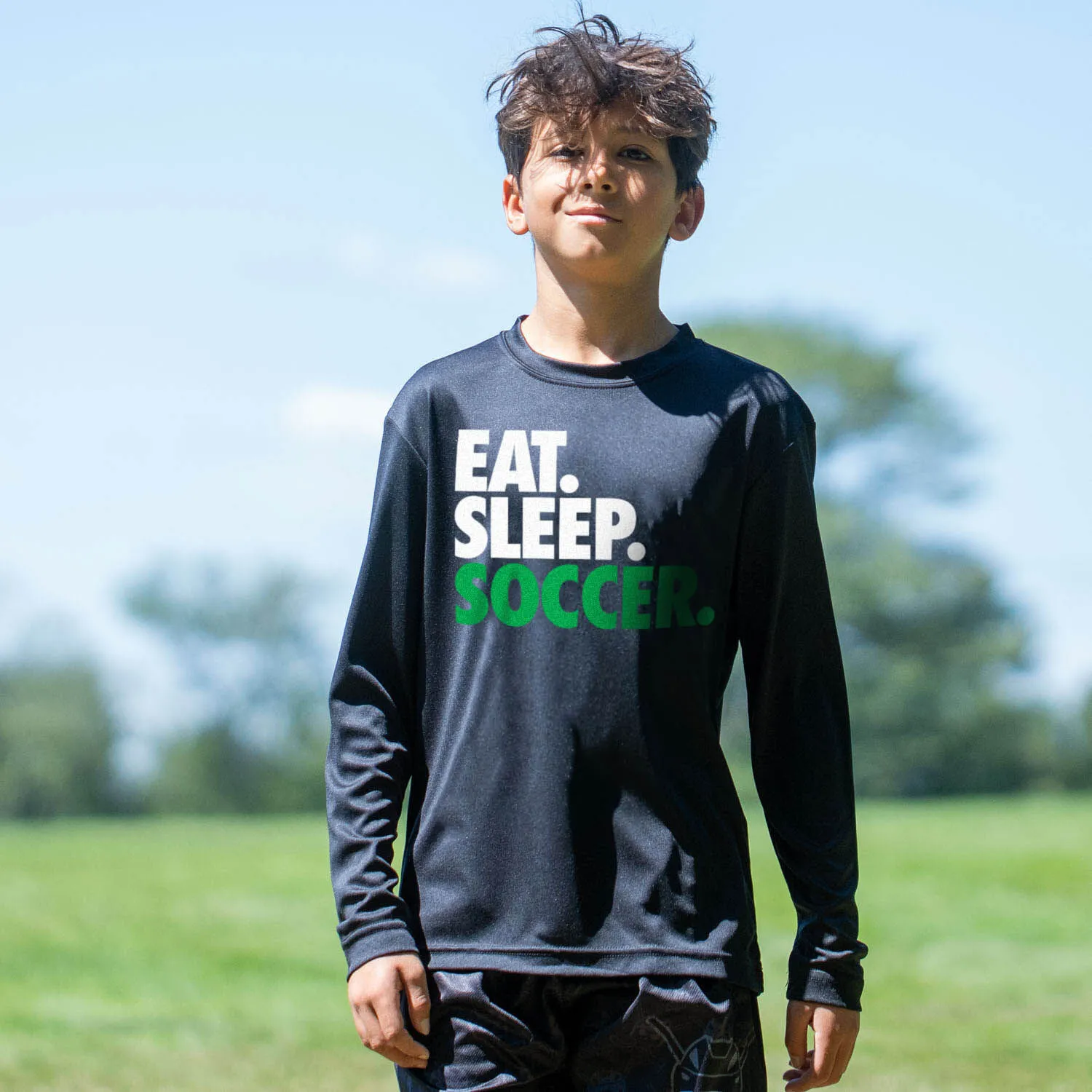 Soccer Long Sleeve Tech Tee - Eat. Sleep. Soccer. 