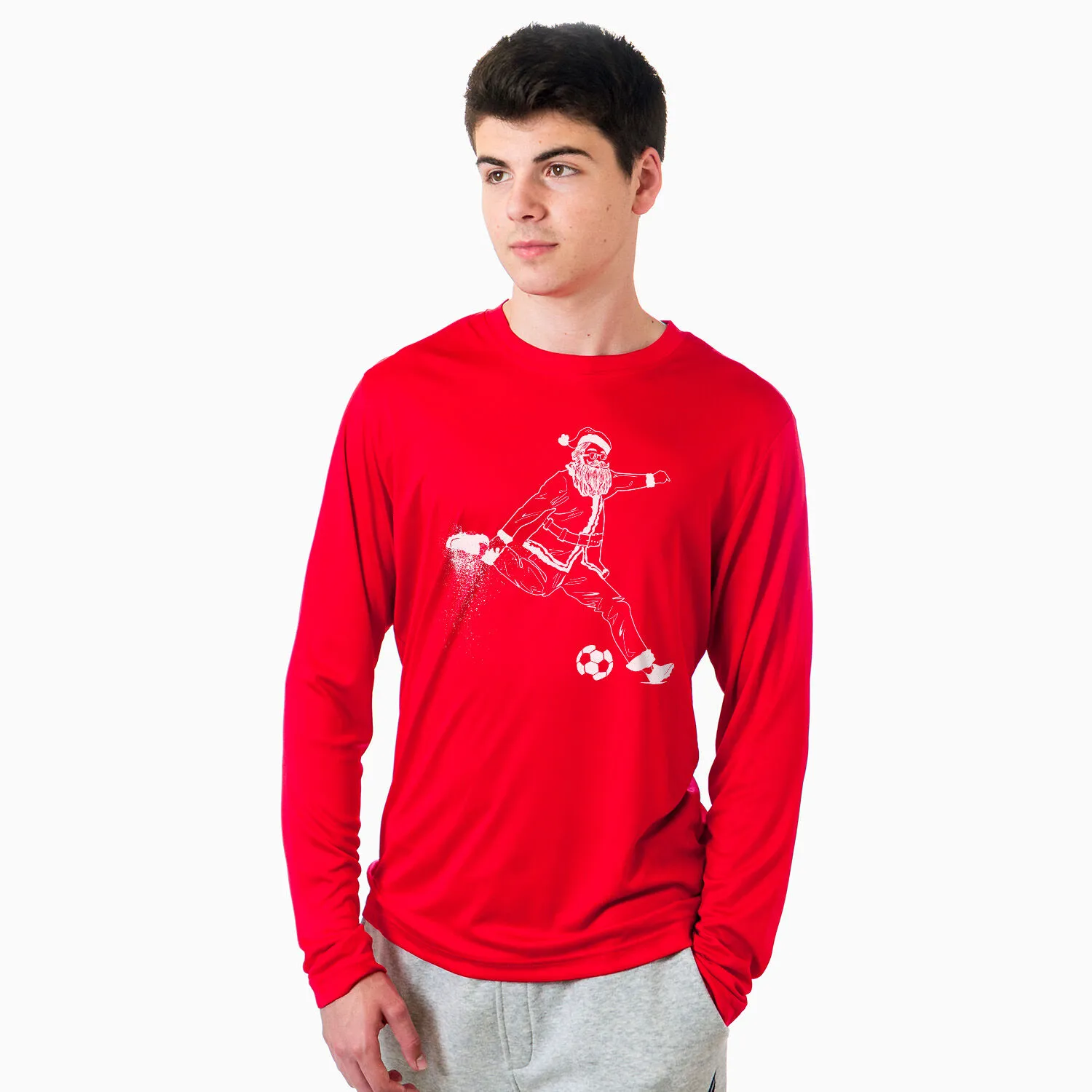 Soccer Long Sleeve Tech Tee - Santa Player 