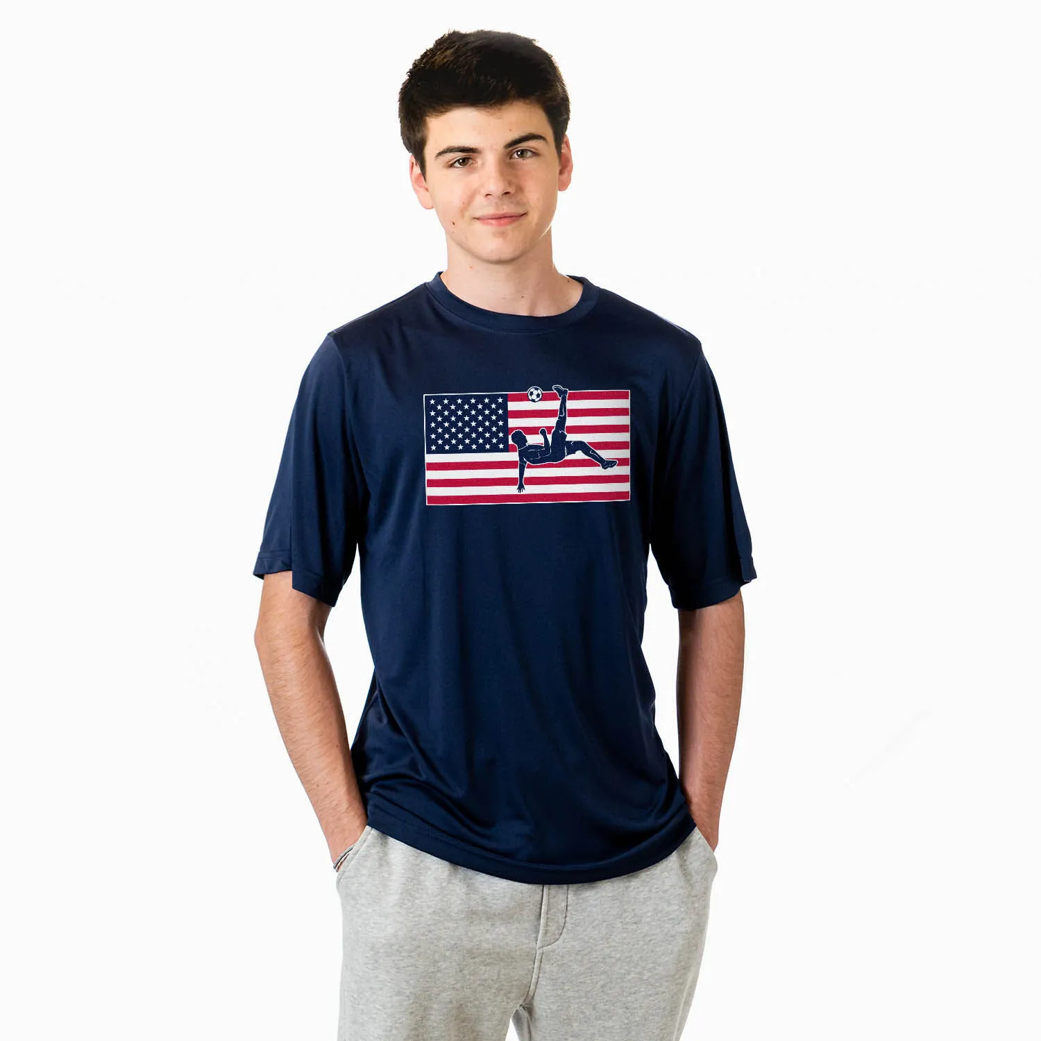 Soccer Short Sleeve Performance Tee - Patriotic Soccer 