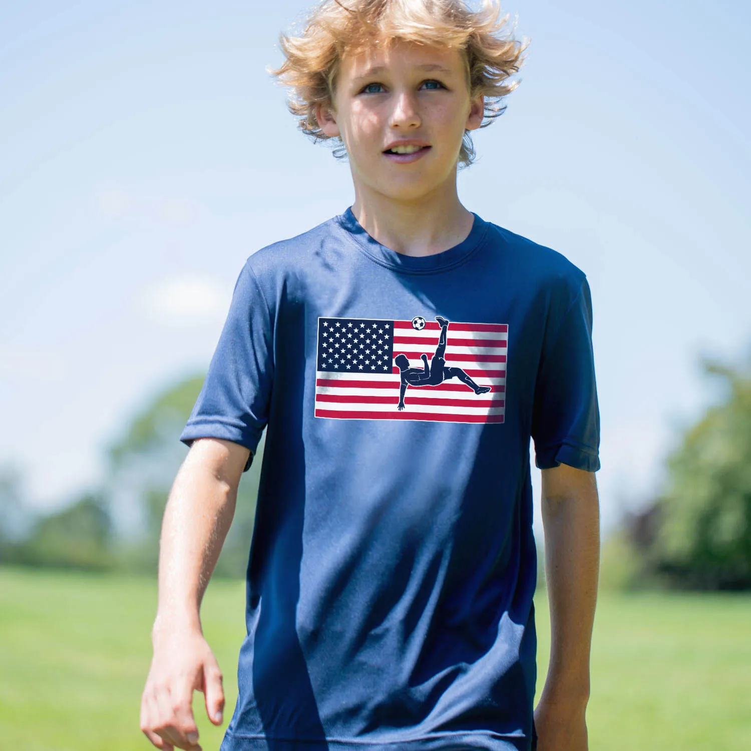 Soccer Short Sleeve Performance Tee - Patriotic Soccer 