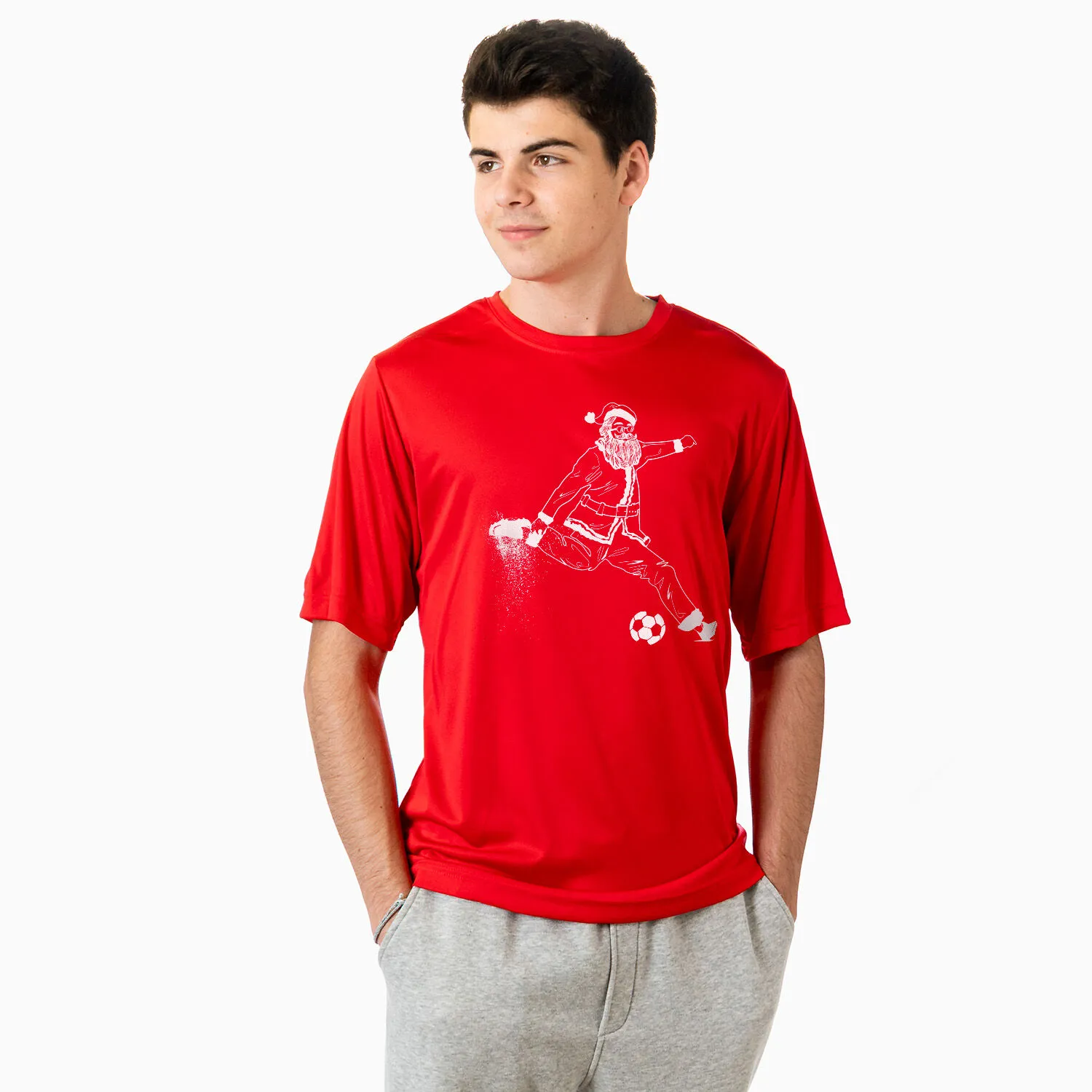 Soccer Short Sleeve Performance Tee - Santa Player 