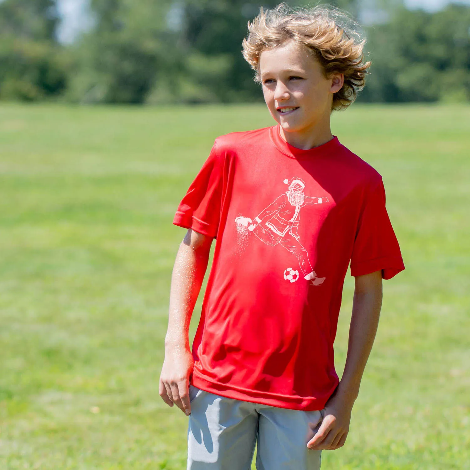 Soccer Short Sleeve Performance Tee - Santa Player 