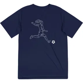 Soccer Short Sleeve Performance Tee - Soccer Girl Player Sketch 