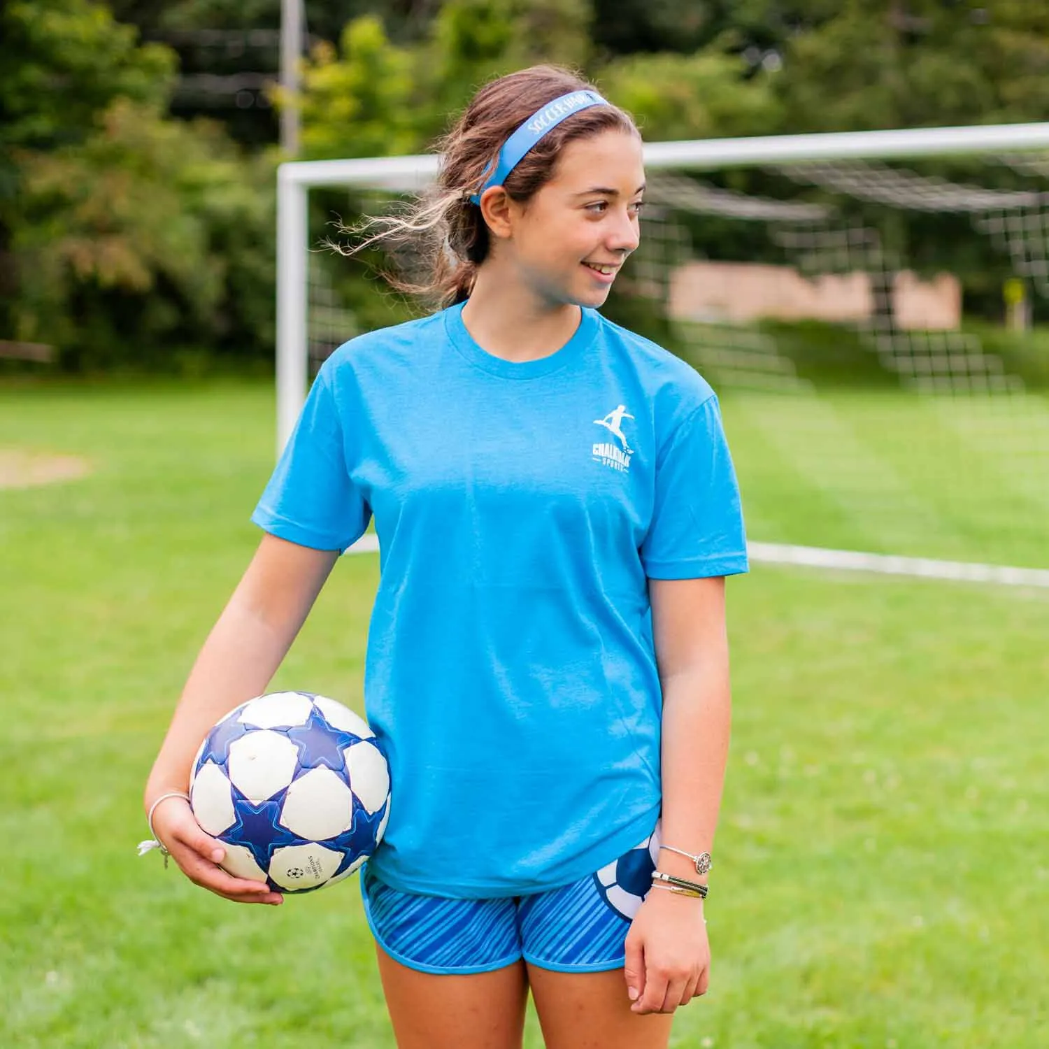 Soccer Short Sleeve T-Shirt - I'd Rather Be Playing Soccer Round (Back Design) 