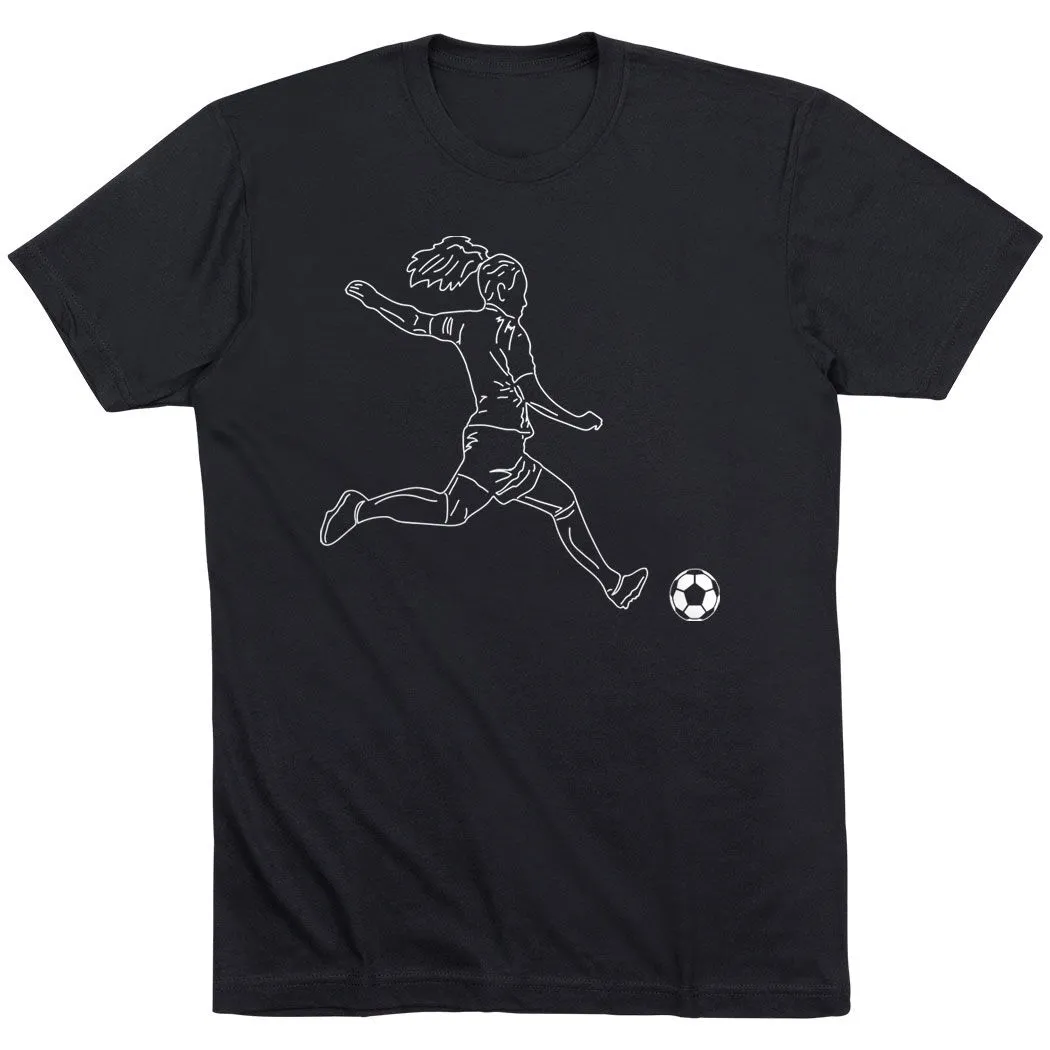 Soccer Short Sleeve T-Shirt - Soccer Girl Player Sketch 