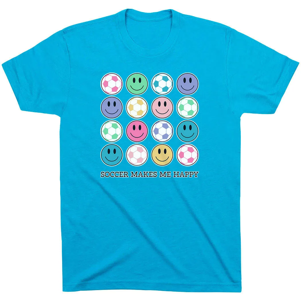 Soccer Short Sleeve T-Shirt - Soccer Makes Me Happy 