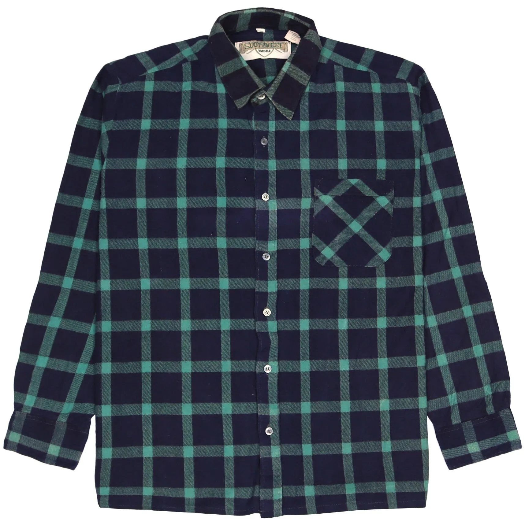 Southwest Checkered Flannel Shirt Navy Black